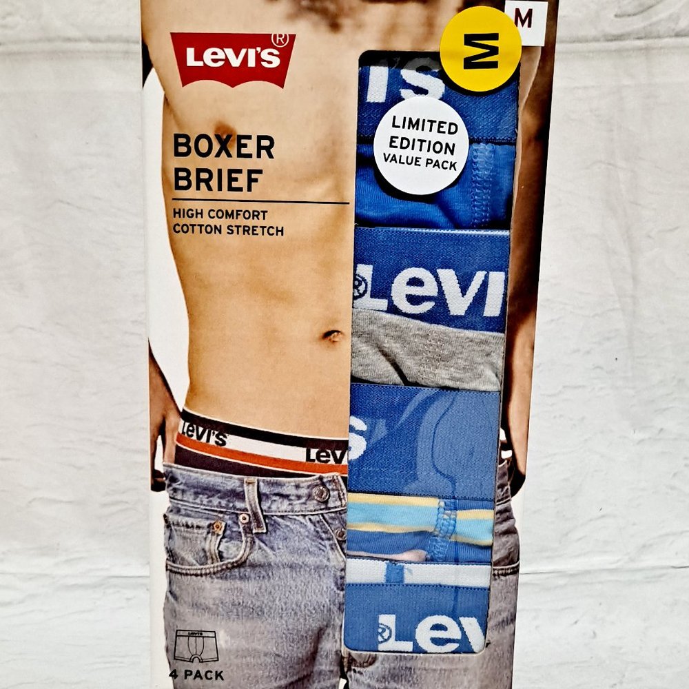 LEVI'S 4 PACK MEN BOXER BRIEFS SIZE MEDIUM